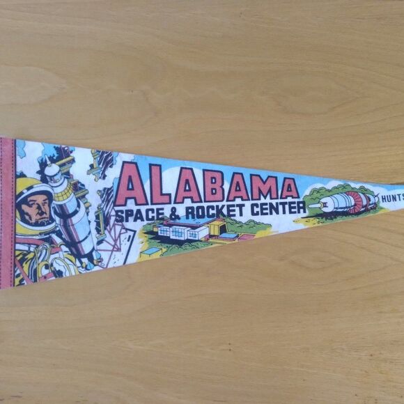 Vintage 60s Alabama Space & Rocket Center Pennant Flag - Picture 1 of 7